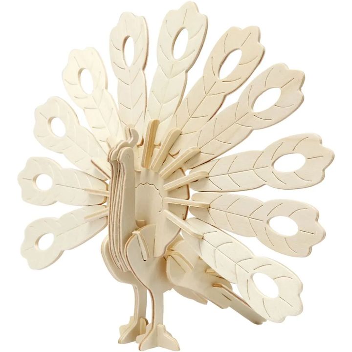 3D drevený model páv — obrázok 3