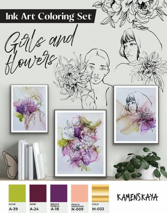 Atramentová sada Kamenskaya 'Girls and Flowers'