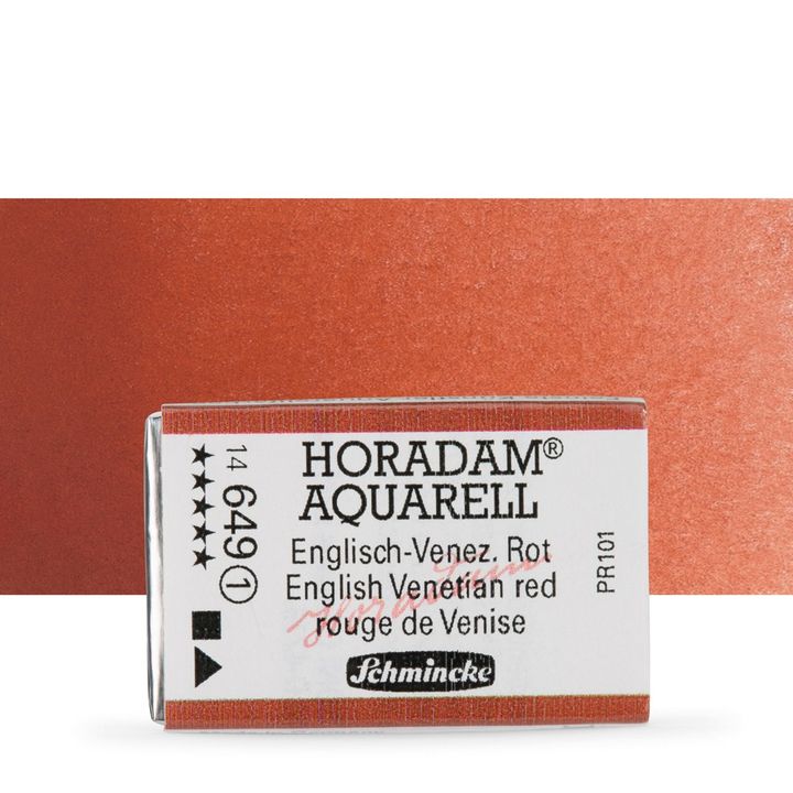 Schmincke Horadam akvarelové farby v celej panvičke – 649 English Venetian červená