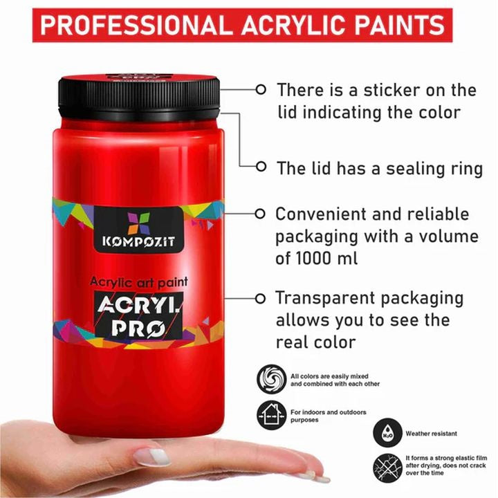 Akrylová farba ACRYL PRO ART Kompozit 1 000 ml | rôzne odtiene — obrázok 2