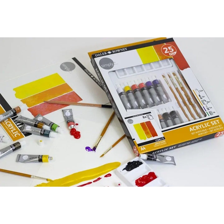 Akrylová sada Daler Rowney s príslušenstvom 25 ks — obrázok 2