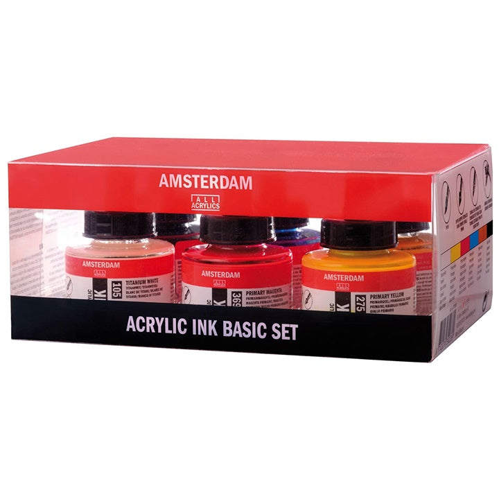 Akrylový atrament Amsterdam - Basic set / 6 x 30 ml