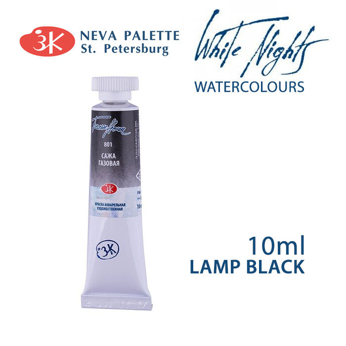 Akvarelová farba White Nights 10 ml | rôzne odtiene - Sadzová čierna