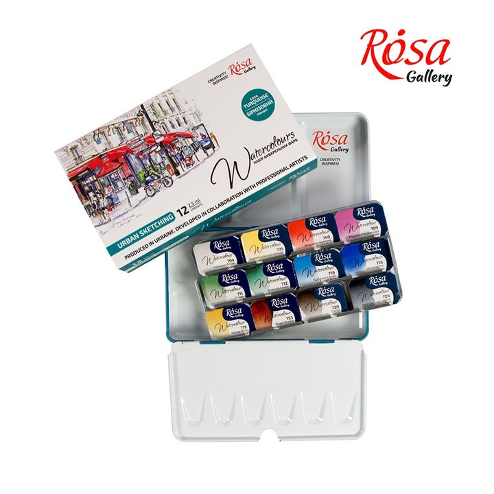 Akvarelové farby Rosa Gallery - sada Urban Sketching 12 x 2.5 ml — obrázok 2
