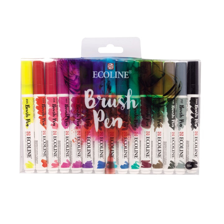 Akvarelové perá Ecoline Brush Pen / 15 dielna sada