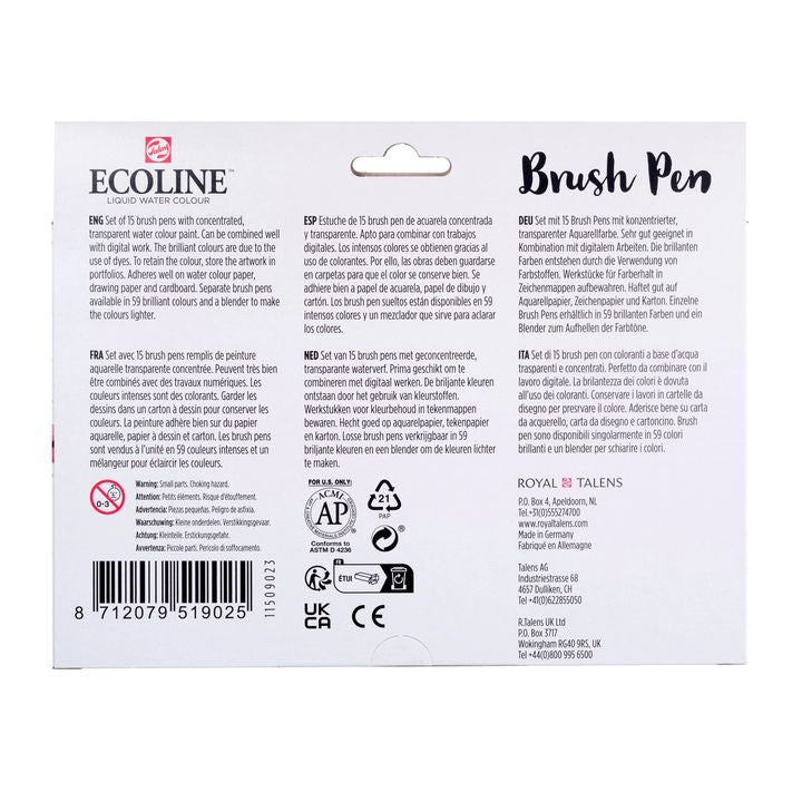 Akvarelové perá Ecoline Brush Pen 15 ks — obrázok 4