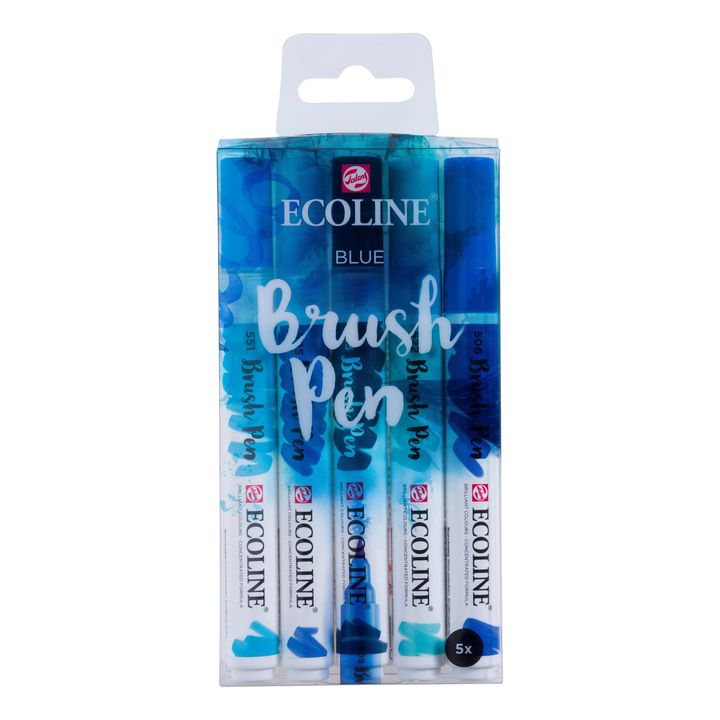 Akvarelové perá Ecoline Brush Pen Blue — obrázok 2