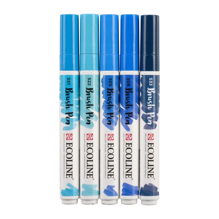 Akvarelové perá Ecoline Brush Pen Blue — obrázok 1