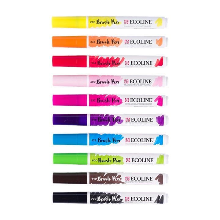 Akvarelové perá Ecoline Brush Pen Bright 10 ks — obrázok 1