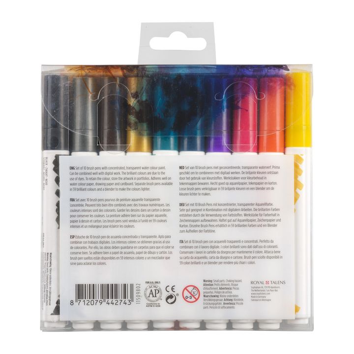 Akvarelové perá Ecoline Brush Pen Dark — obrázok 1