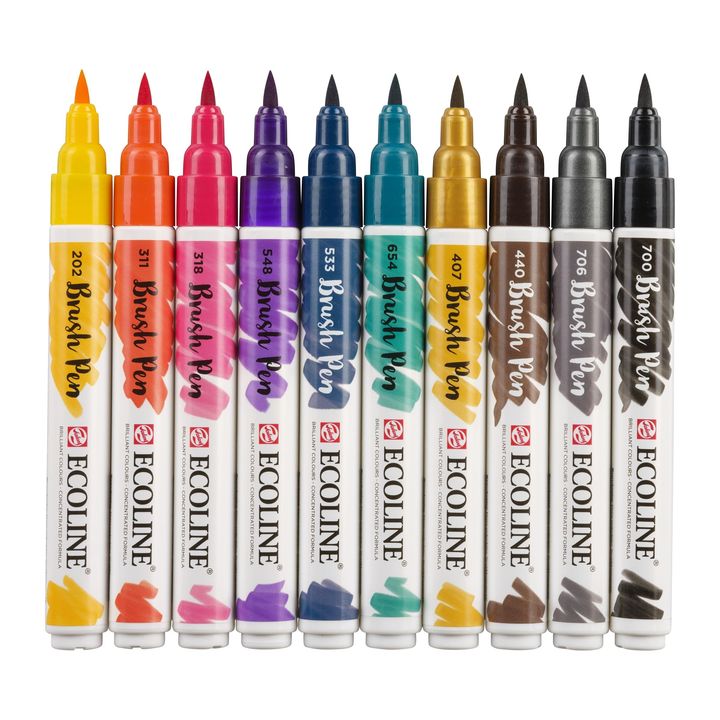 Akvarelové perá Ecoline Brush Pen Dark — obrázok 2