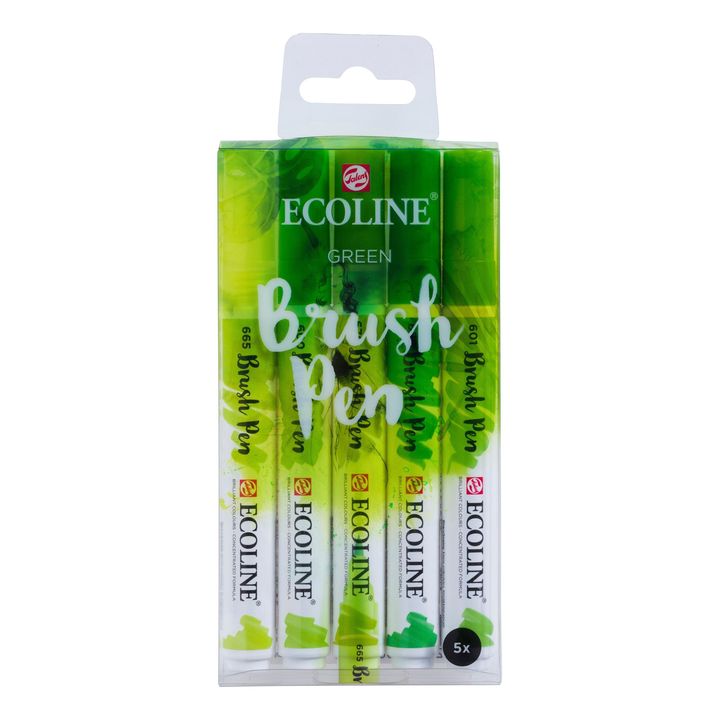 Akvarelové perá Ecoline Brush Pen Green — obrázok 1