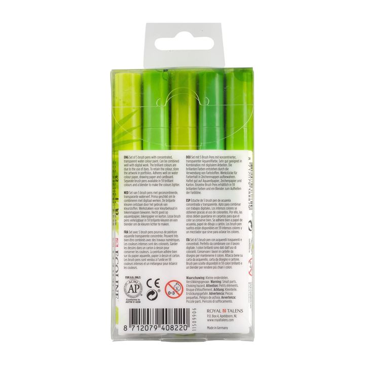 Akvarelové perá Ecoline Brush Pen Green — obrázok 2