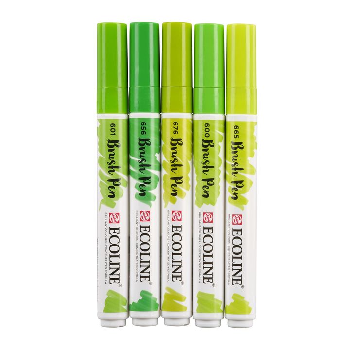 Akvarelové perá Ecoline Brush Pen Green — obrázok 5