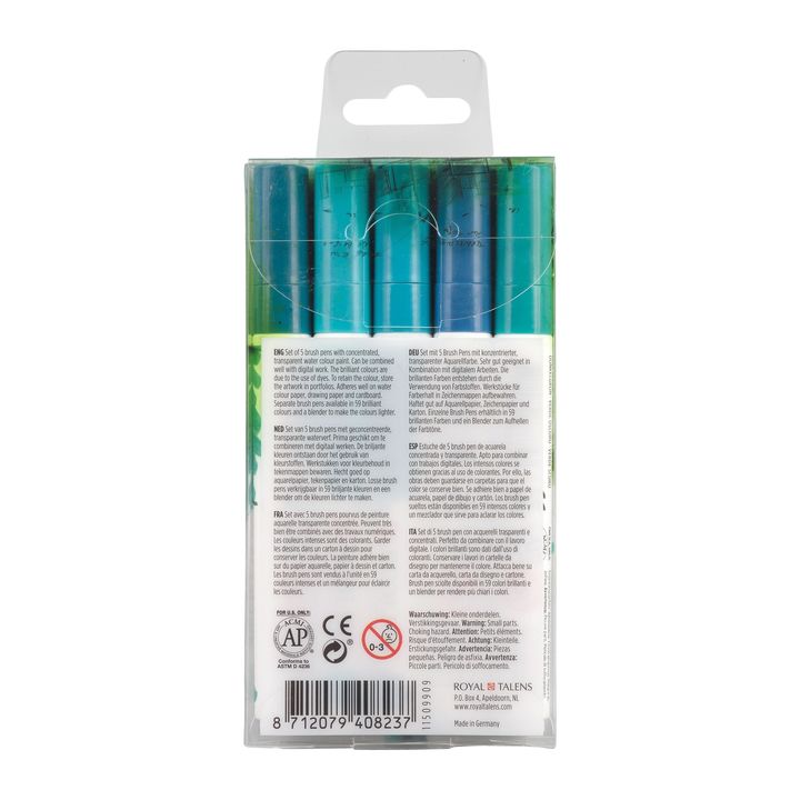 Akvarelové perá Ecoline Brush Pen Green Blue — obrázok 2