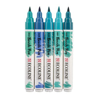 Akvarelové perá Ecoline Brush Pen Green Blue — obrázok 3