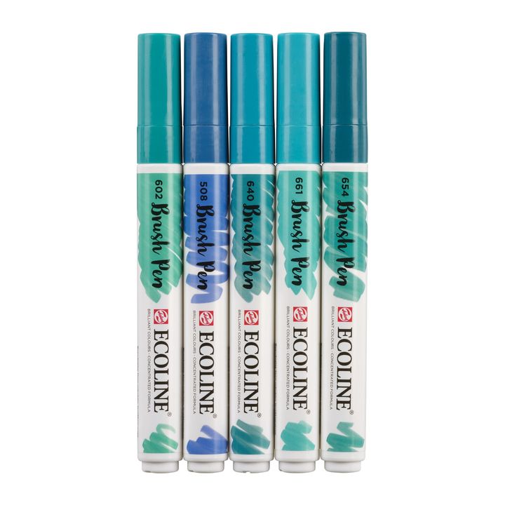 Akvarelové perá Ecoline Brush Pen Green Blue — obrázok 5