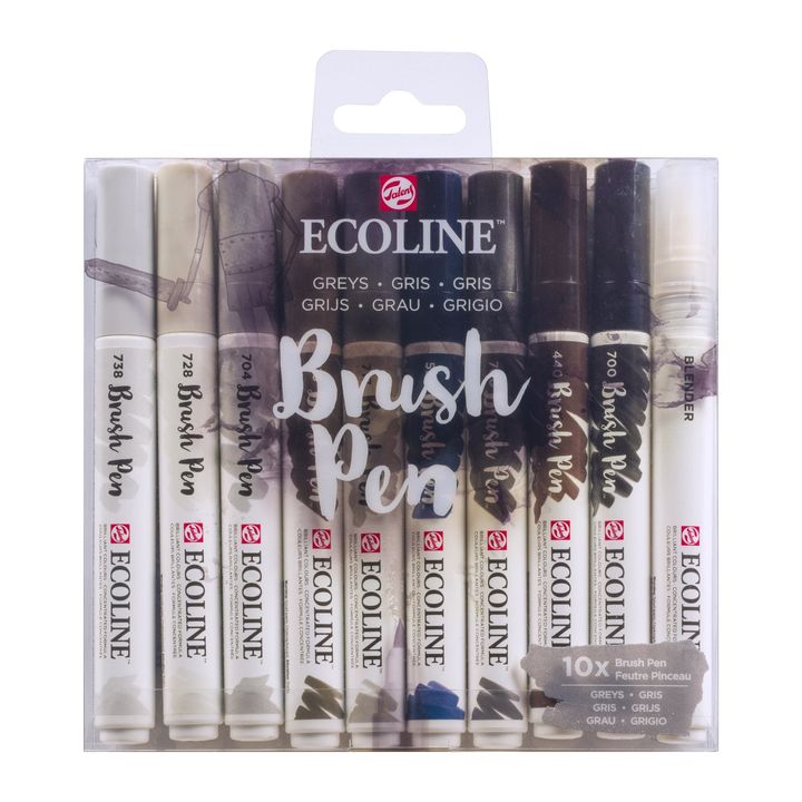 Akvarelové perá Ecoline Brush Pen Greys — obrázok 1