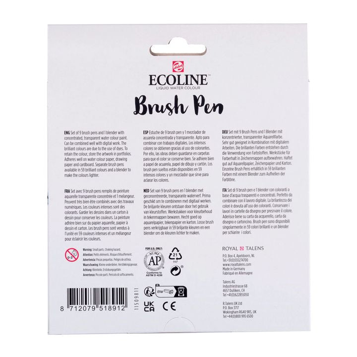 Akvarelové perá Ecoline Brush Pen pastelové 10 ks — obrázok 5