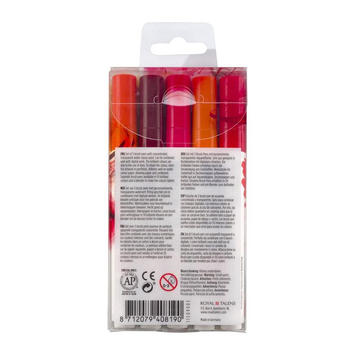 Akvarelové perá Ecoline Brush Pen Red — obrázok 2