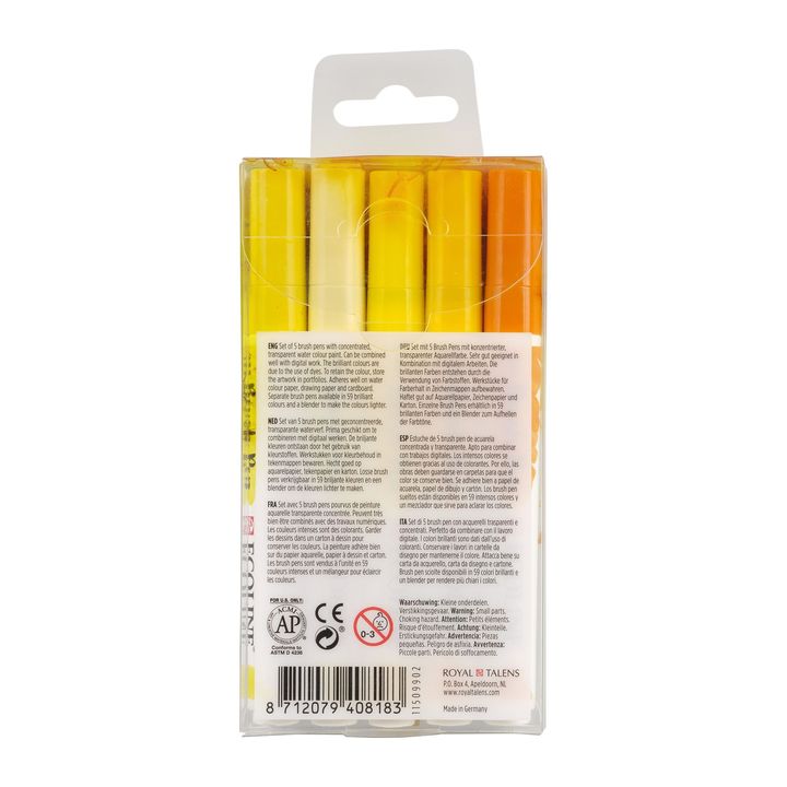 Akvarelové perá Ecoline Brush Pen Yellow — obrázok 2