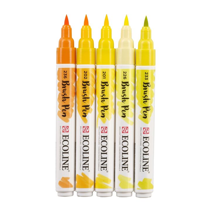 Akvarelové perá Ecoline Brush Pen Yellow — obrázok 3