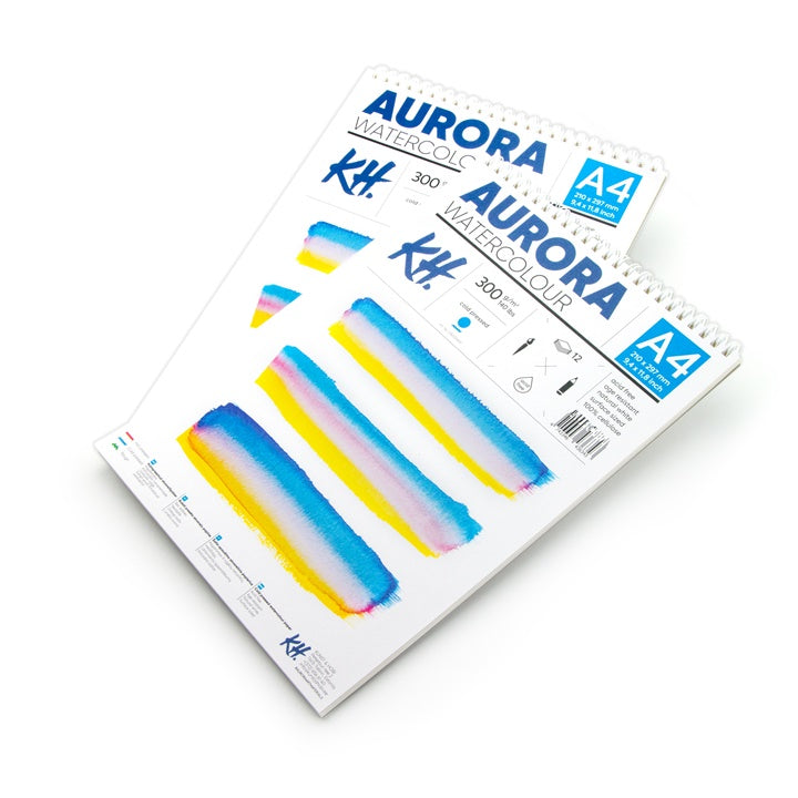 Akvarelový blok AURORA cold press so špirálou - 12 listový | rôzne formáty — obrázok 1