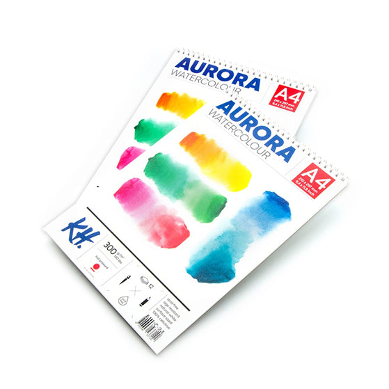 Akvarelový blok AURORA hot press so špirálou - 12 listový | rôzne formáty — obrázok 1