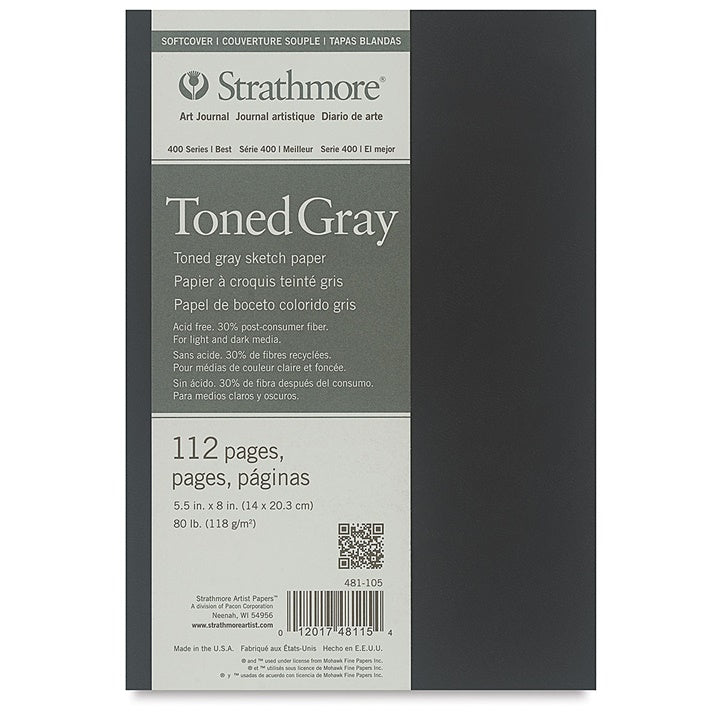 Art Journal Strathmore Tónovaný papier Gray mäkká väzba  | rôzne rozmery — obrázok 1