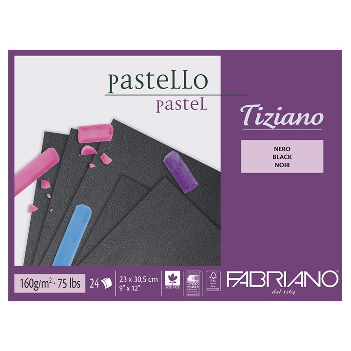 Blok čiernych papierov pre pastel FABRIANO Tiziano | rôzne rozmery — obrázok 1