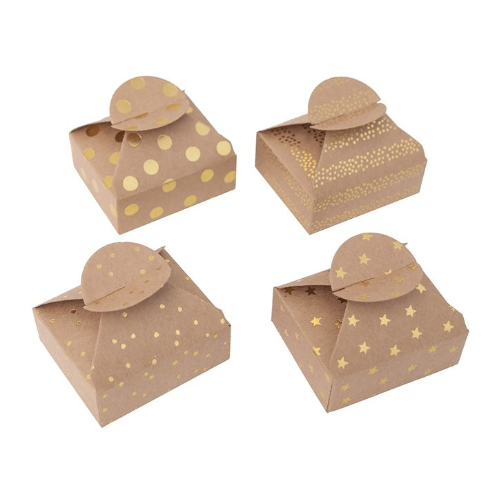 Darčekové krabičky so zlatým vzorom 6x7,5x2,5 cm – 4 ks | rôzne motívy — obrázok 1
