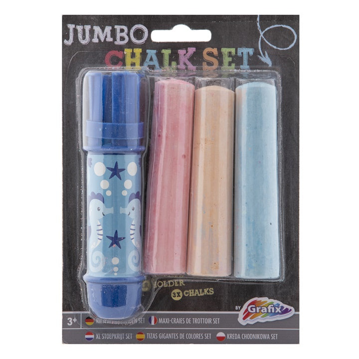Jumbo kriedy na chodník s držiakom 3 ks | rôzne odtiene — obrázok 2
