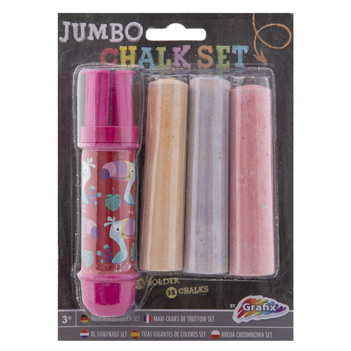 Jumbo kriedy na chodník s držiakom 3 ks | rôzne odtiene — obrázok 4