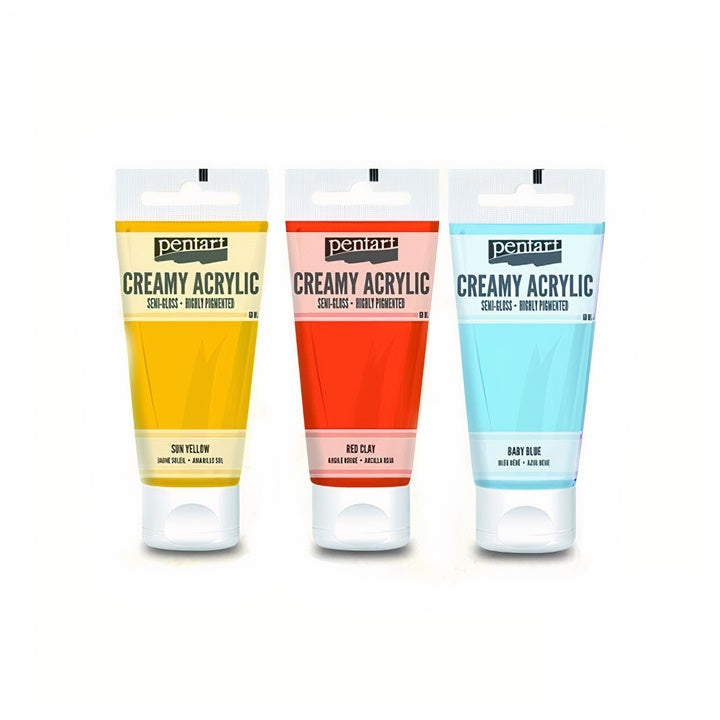 Krémová akrylová farba pololesklá Pentart 200 ml | rôzne odtiene — obrázok 1