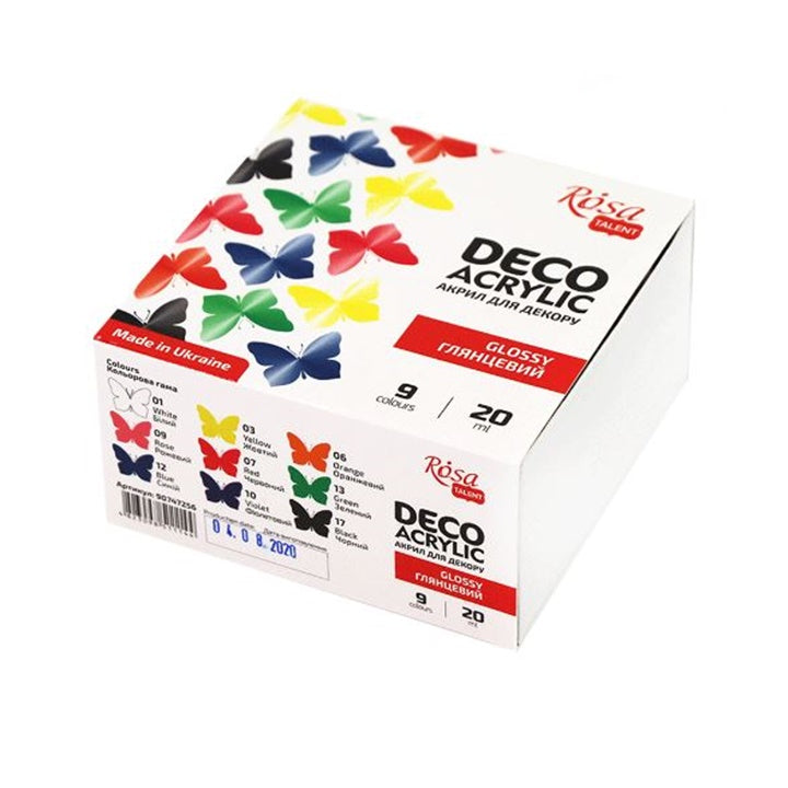 Lesklé akrylové farby ROSA Talent Deco 9x20 ml — obrázok 1