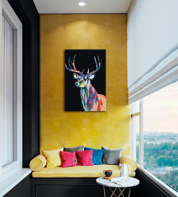Maľovanie podľa čísel FAREBNÝ DEER | nízka obtiažnosť SPECIAL BLACK EDITION — obrázok 4