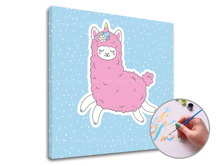 Maľovanie podľa čísel PINK LAMA SINGLE CUT | nízka náročnosť — obrázok 3