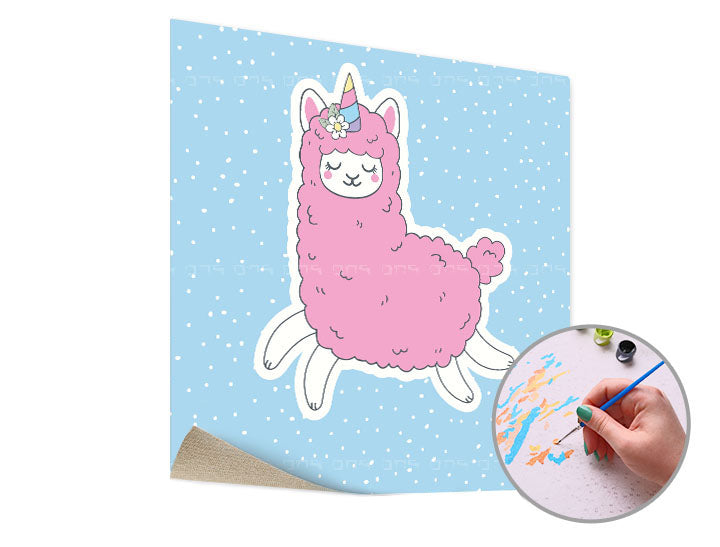 Maľovanie podľa čísel PINK LAMA SINGLE CUT | nízka náročnosť — obrázok 2