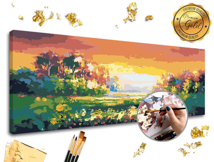 Maľovanie podľa čísel PREMIUM GOLD | Pestrofarebná krajina — obrázok 2