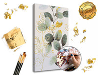 Maľovanie podľa čísel PREMIUM GOLD | Zeleno-zlaté lístie — obrázok 1