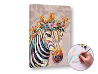 Maľovanie podľa čísel ZEBRA S KVETMI | stredná náročnosť — obrázok 2