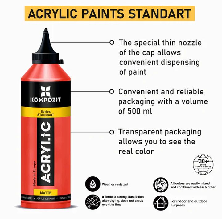 Metalická akrylová farba STANDART Kompozit 500 ml | rôzne odtiene — obrázok 3