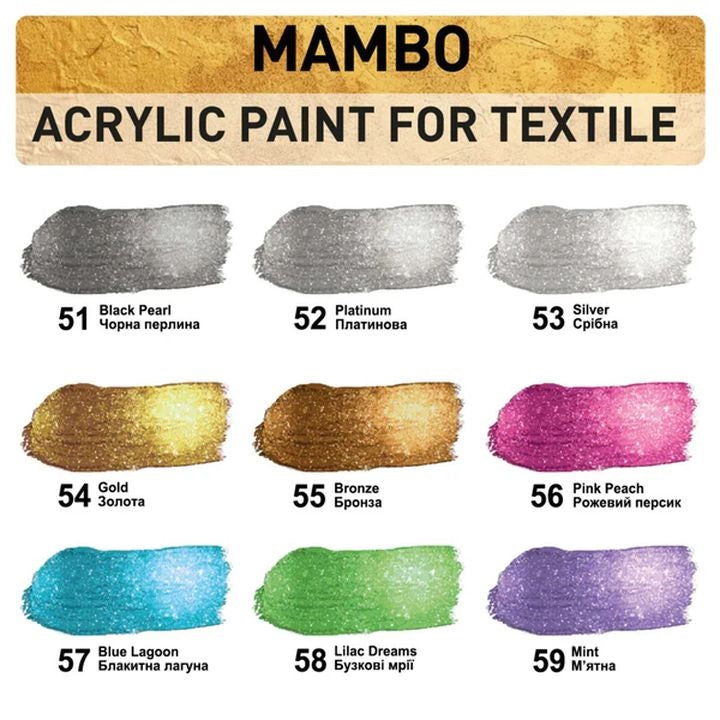 Metalická farba na textil a kožu MAMBO 50 ml | rôzne odtiene — obrázok 2