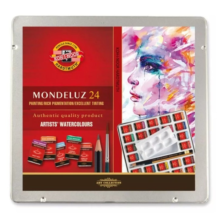 Mondeluz akvarelové farby v kovovej kazete / 24 ks