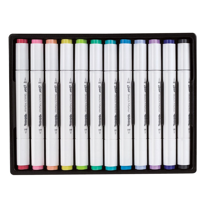 Obojstranné pastelové skicovacie fixky Colorino Artist 12 ks — obrázok 2