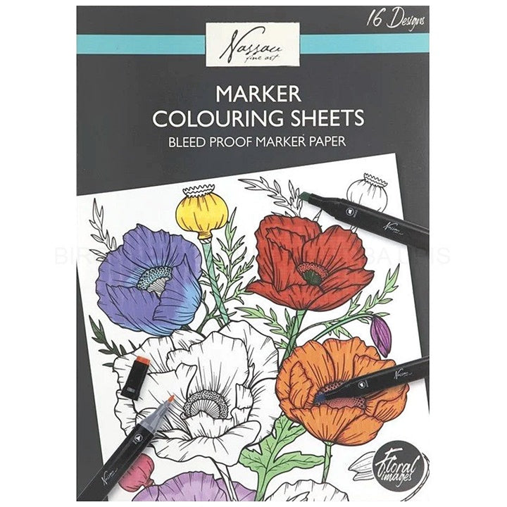 Omaľovánky Kvety pre kreslenie fixkami Nassau 25x35cm | 16 listov — obrázok 1