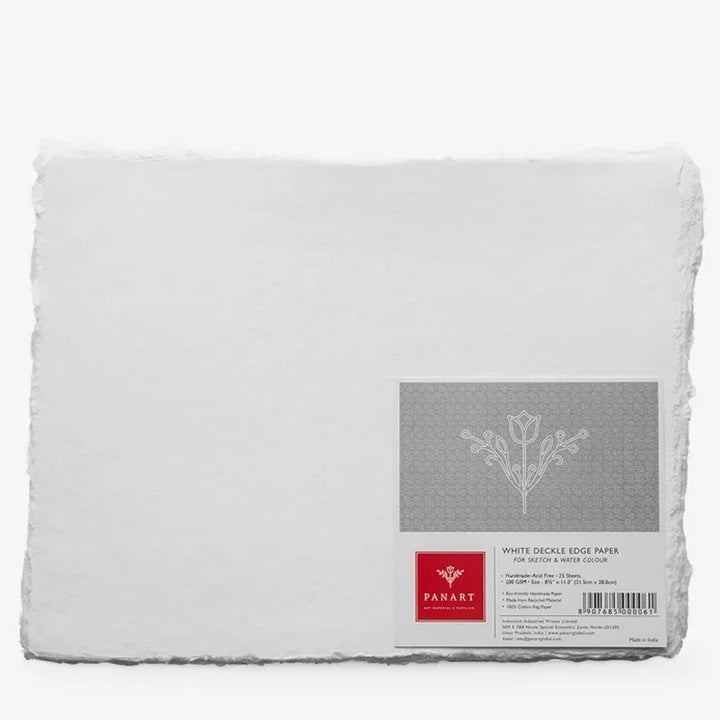 PanArt biely handmade papier A4 – 25 ks, trhané okraje