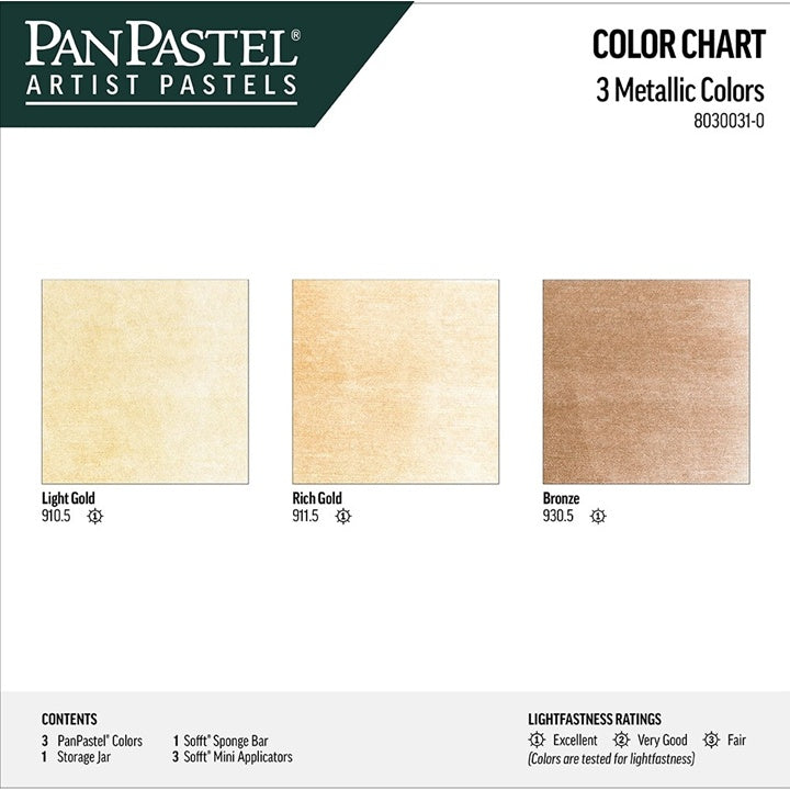 PanPastel sada metalických pastelov Golden - 3 ks — obrázok 2