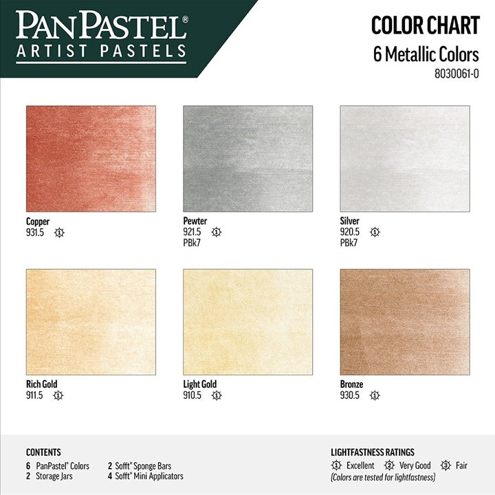 PanPastel sada metalických pastelov Golden - 6 ks — obrázok 1