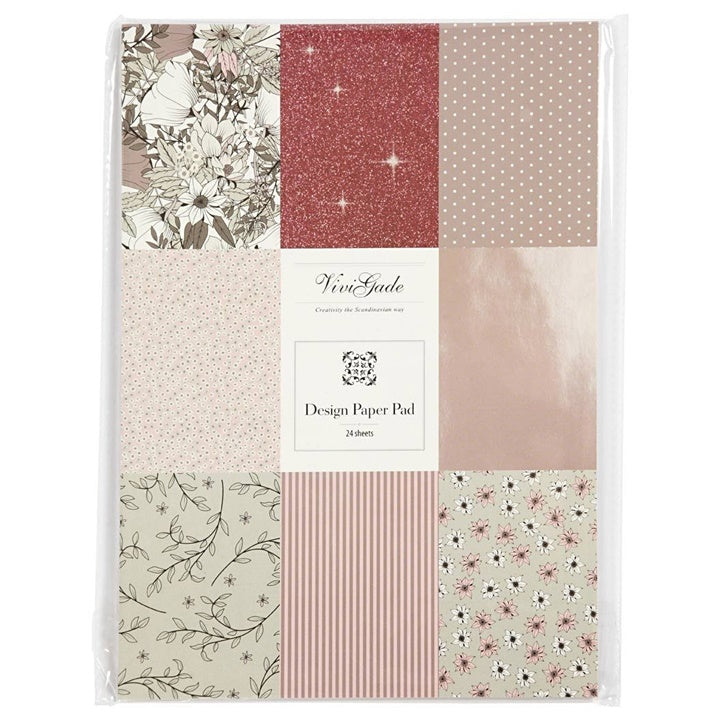 Papier na scrapbooking A4 Vivi Gade - ružové tóny / sada 24 listov